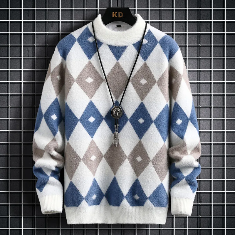 2022 New Style Men Keep Warm In Winter Casual Knit Sweater/male Slim Fit Fashion Argyle Pullover Homme Brand Cashmere Sweater
