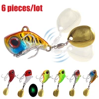 6 pcs fishing lure metal spinner lure sinking rotating pin crankbait sequins baits fishing tackle wobbler bait bass pike tackle