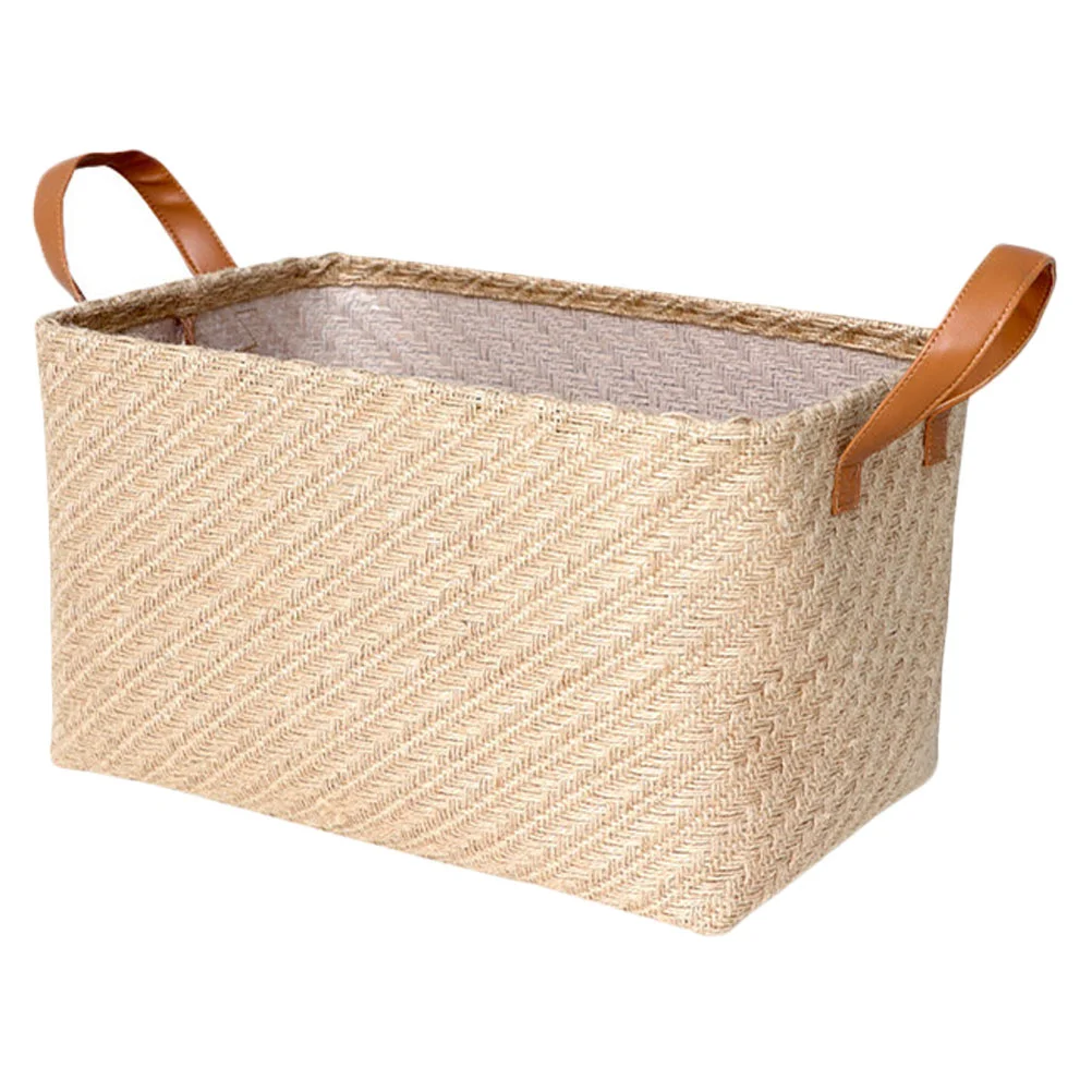 

Jute Storage Bin Fabric Storage Basket Collapsible Organiser Basket Laundry Hamper for Home
