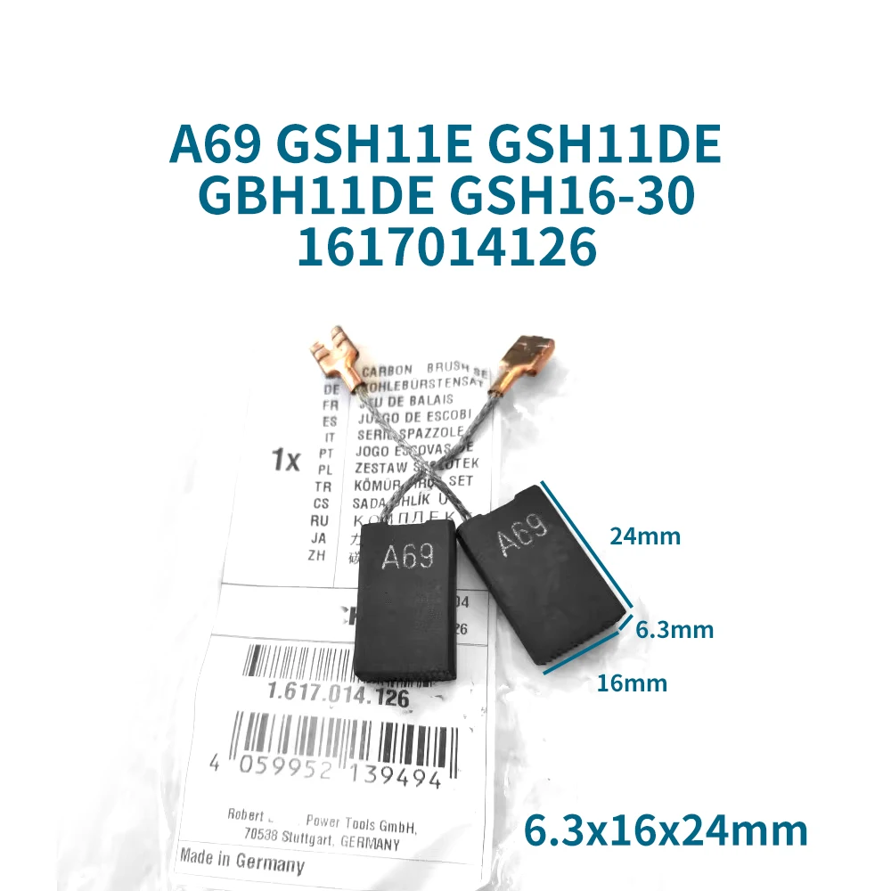 

Оригинальные угольные щетки A69 для BOSCH GSH11E GSH11DE GBH11DE GSH16-30 1617014126 Сменные аксессуары для электрических отмычек