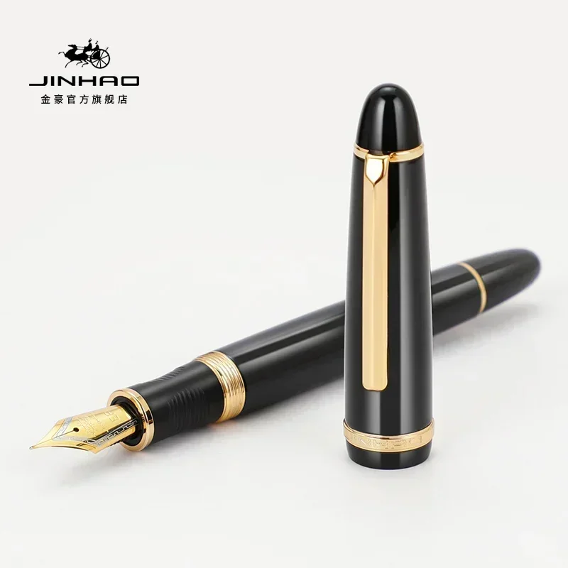 

Перьевая ручка Jinhao X850, элегантный черный корпус, золотой зажим, тонкое среднее перо Iraurita для письма, фирменные офисные школьные принадлежности