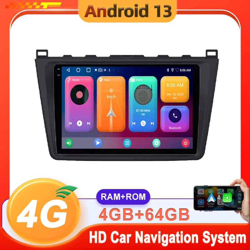 Мультимедийный плеер 9 дюймов Android 13 автомобильное радио для Mazda 6 2009