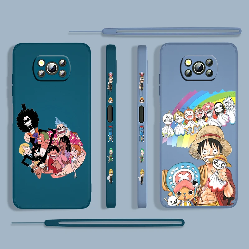 

Anime ONE PIECE Boys For Xiaomi POCO X3 NFC F3 GT M4 M3 M2 Pro C3 X2 11 Ultra Silicone Liquid Left Rope Phone Case Cover Capa