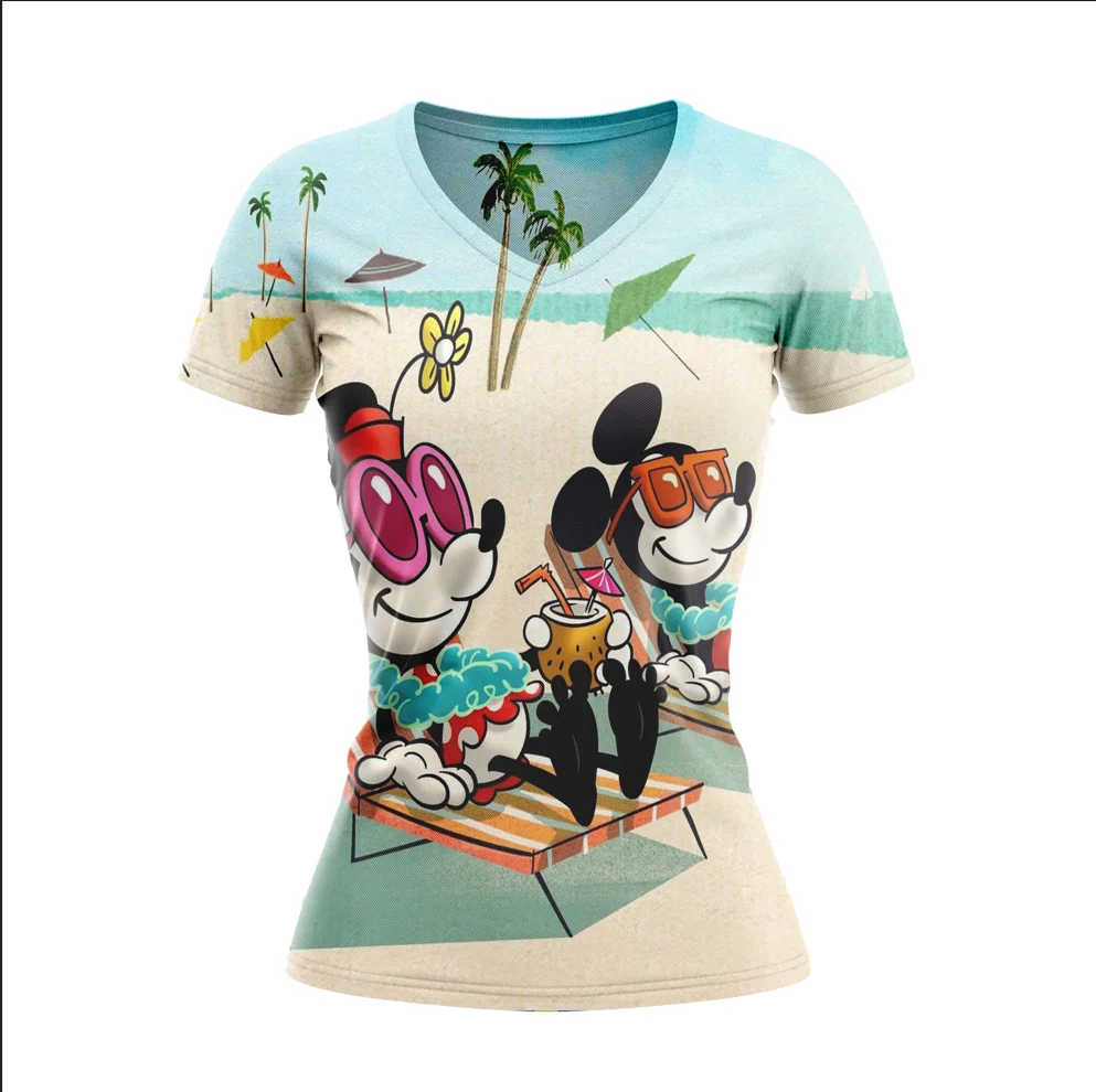 

New store opening big discount 2022 summer new beach Disney t-shirt men's and women's short sleeved T-shirt