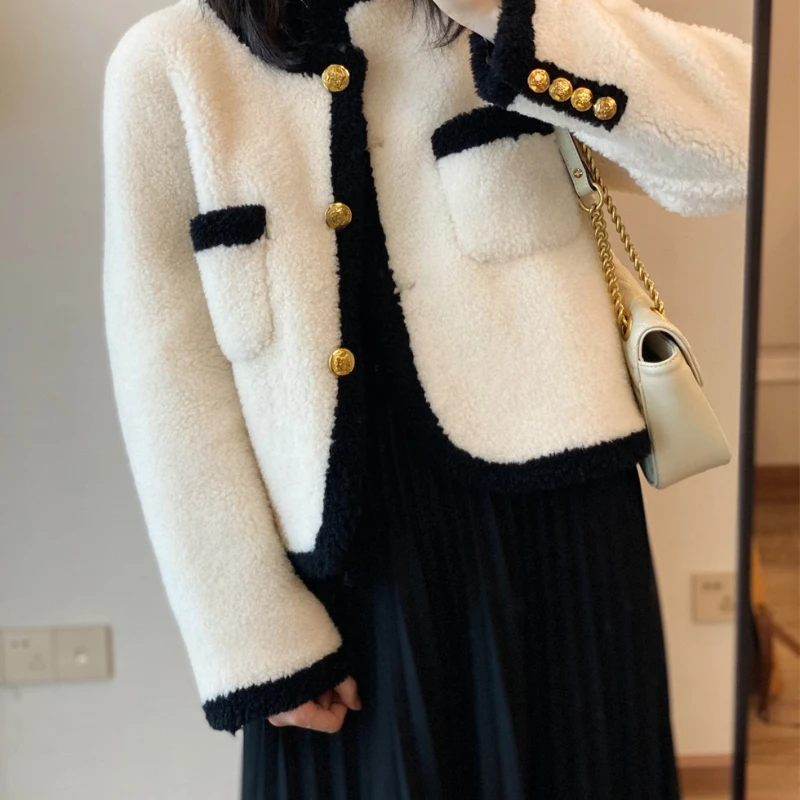Woman O-neck Fashion Natural Real Fur Coat Female Winter Warm Real Fur Jacket Outerwear Coats Ladies Thickened Warm Coats G74