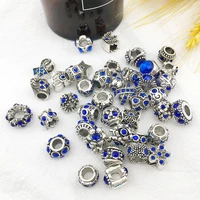 5pcslot blue theme zinc alloy european large hole spacer beads assortments for diy crafts bracelets necklaces jewelry making