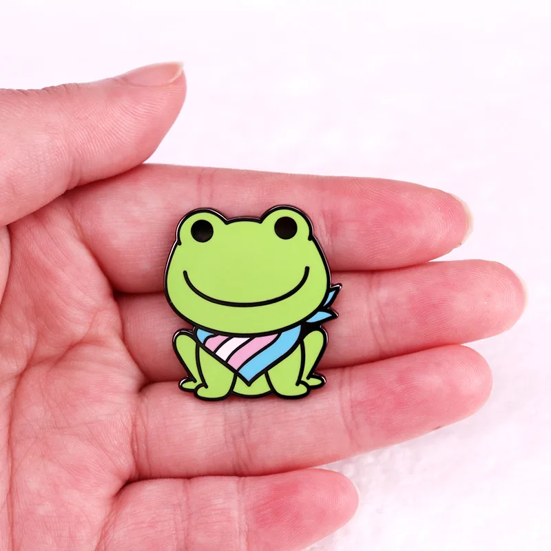 Эмалированная брошь в виде лягушки ЛГБТ-флага C4756