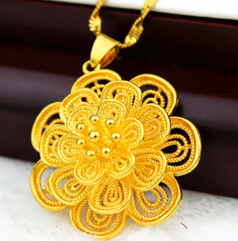 

ANGLANG Yellow Crystal Flower Shape Pendant Necklaces for Women Girl Gold Tone Choker Chain Jewelry Engagement Gifts
