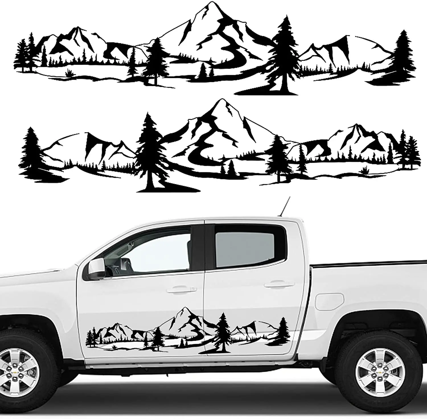 

Fochutech Truck Stickers and Decals, Large Mountains Car Side Stickers for Truck Pickup SUV, Forests Tree Graphics Vinyl Sticker