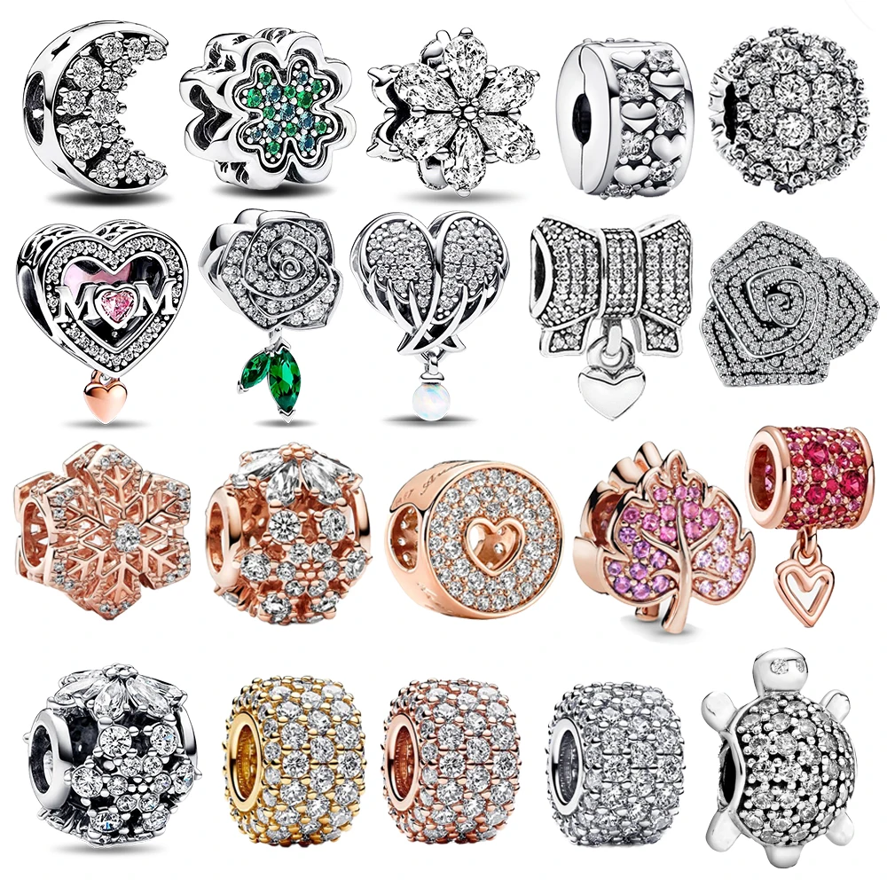 Браслет Pandora из серебра 925 пробы с сияющими снежинками бантами розами крыльями