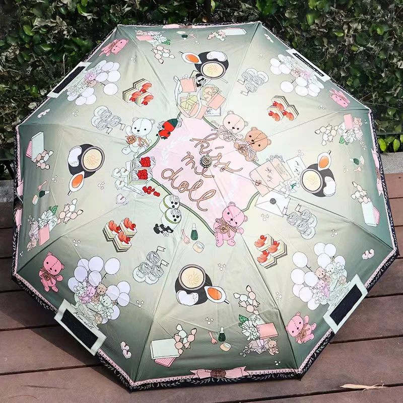 

Summer Watercolor Flowers Fully-automatic Rain Umbrella Outdoor Foldable Sun Umbrella for Women Males Eight Strands Umbrella