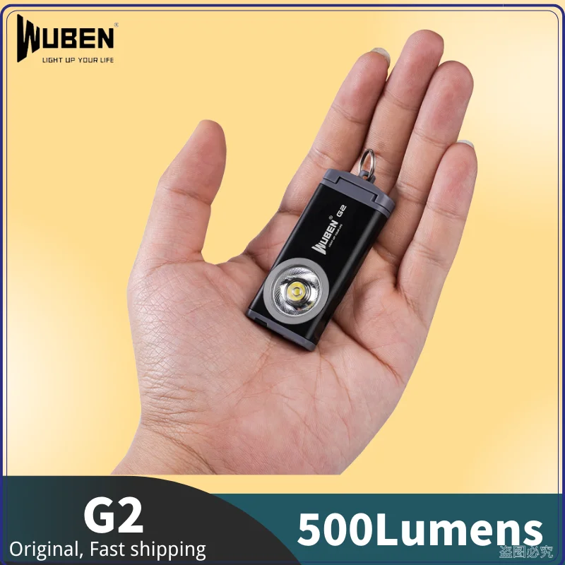 

WUBEN G2 Mini Keychain Light 500Lumens Rechargeable Protable EDC Flshlight Magnetic tail Camping Light Wide-angle Floodlight