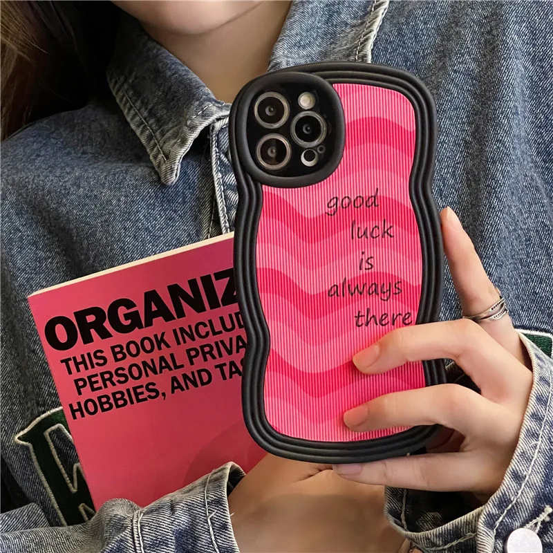 

Cute Waves Letter Phone Case For iPhone 11 12 13 14 Pro Max 14 Plus Shockproof Back Cover