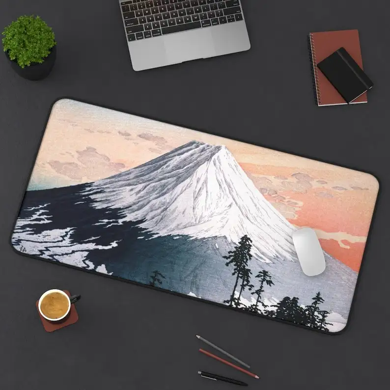 

Pink Japanese Mount Fuji Desk Mat, Art Desk Mat, Landscape Mouse Pad, Extra Large Mousepad, Gaming Mouse Pad, Mouse Pad with Wri