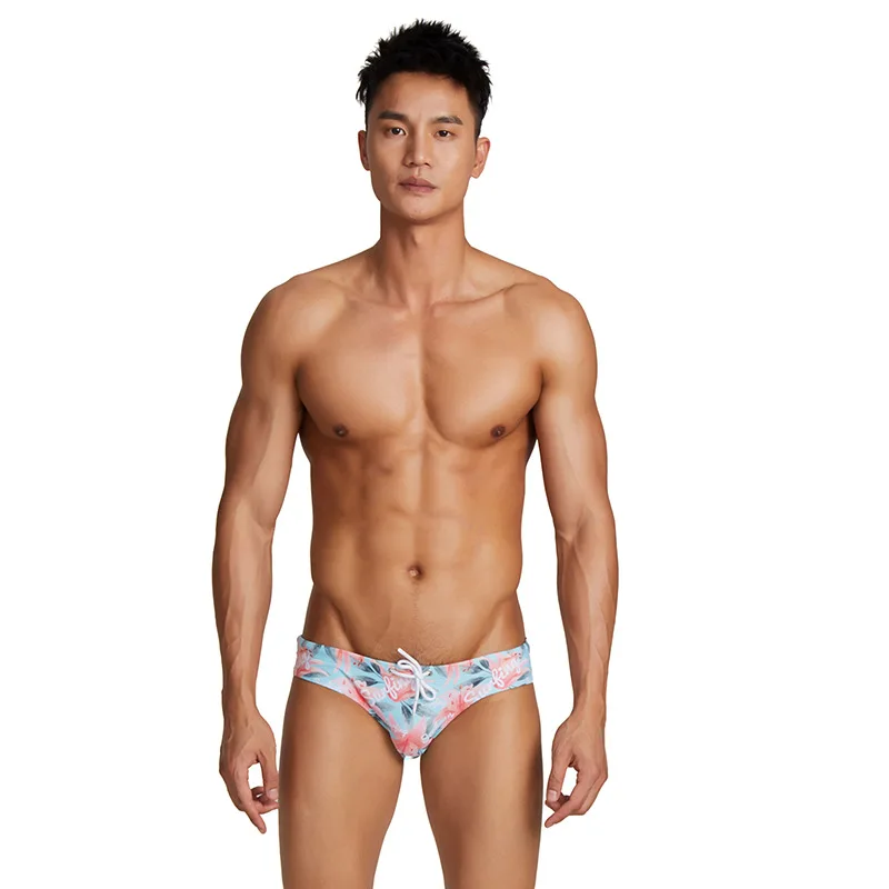 

New Men's Brief Swimming Pants Polyester Digital Printing Sexy Fashion Low Rise Men's Swimming Pants