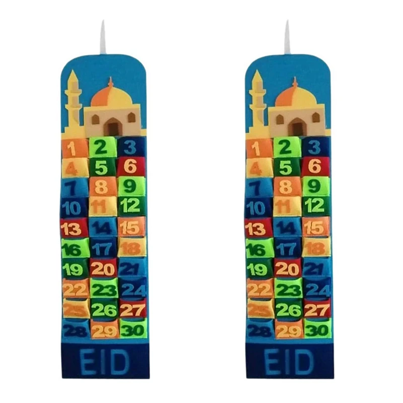 

2X календарь Рамадан Мубарак обратный отсчет ИД Мубарак стена 30 дней календарь с карманами для украшения праздника Вечерние