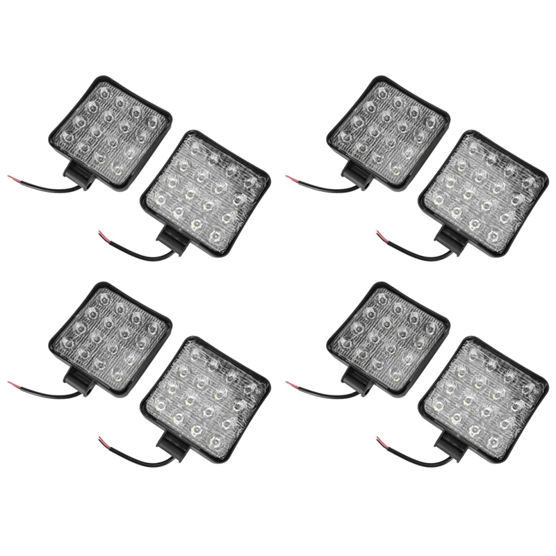 

8 Pcs 48W 6000K LED Spot Beam Square Work Lights Lamp Tractor SUV Truck 4WD 12V 24V