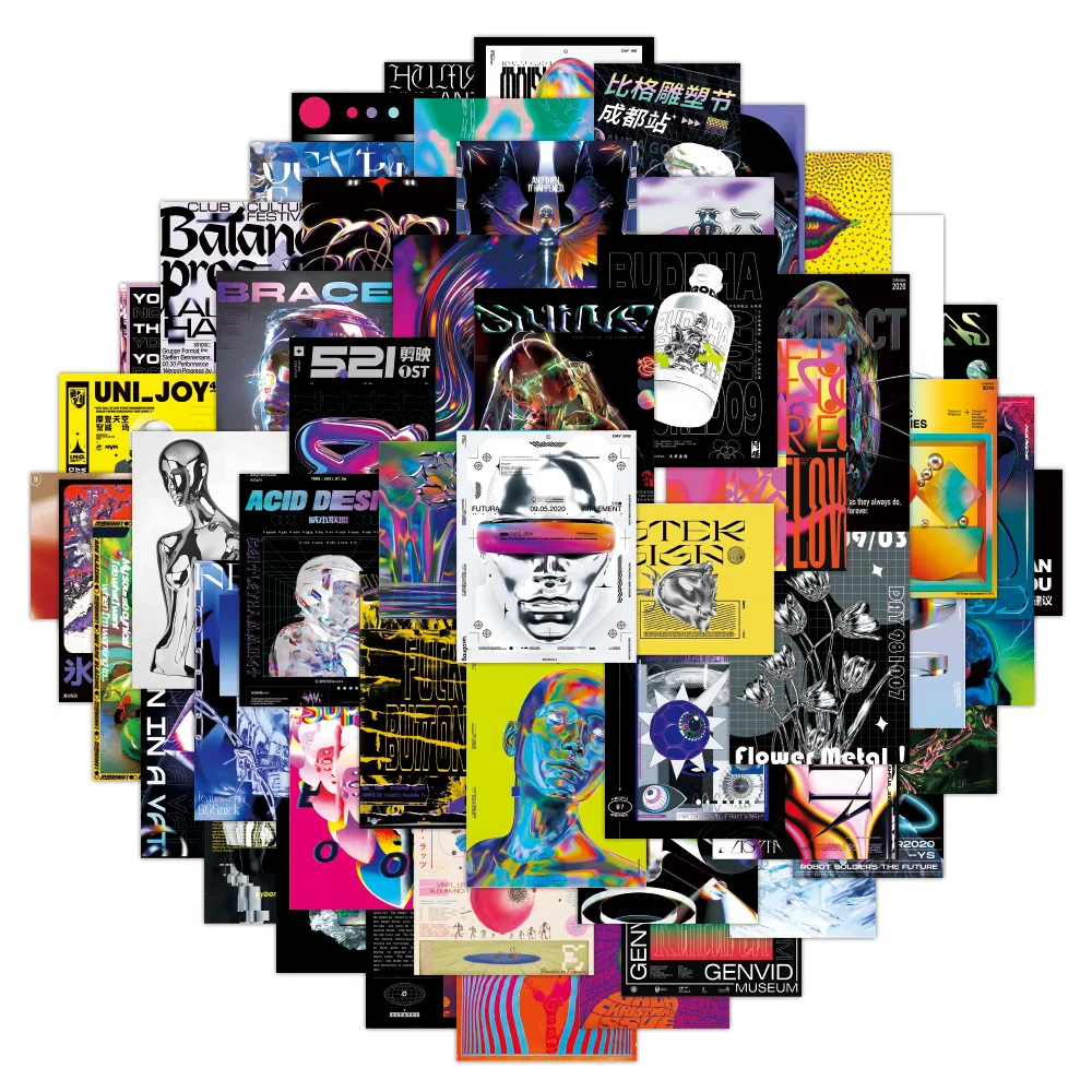 

10/30/55pcs Acid Graphic Graffiti Stickers Harajuku Ins Decals Kids Toys Motorcycle Laptop Phone DIY Waterproof Cool Car Sticker