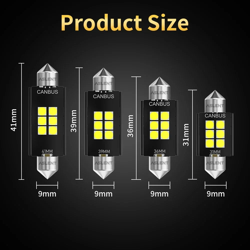 2x 1500LM Супер яркая светодиодная лампа C10W C5W Festoon 31/36/39/41 мм Светодиодная CANBUS 12 В 6500 К