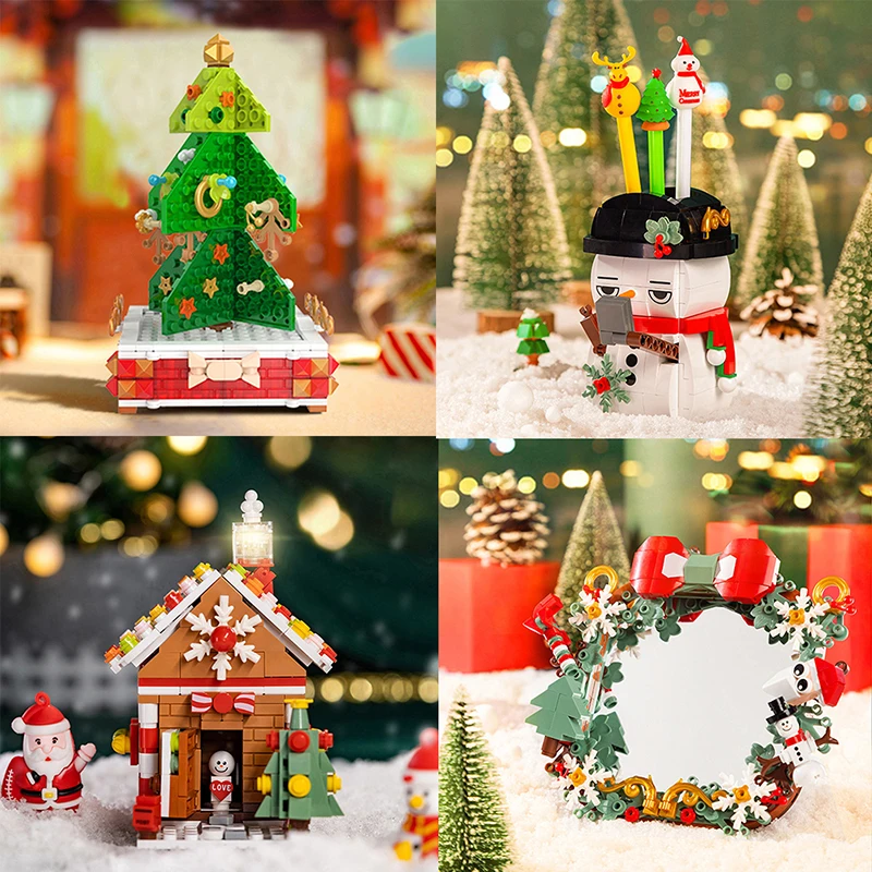

Рождественский домик Санта Мини архитектурные блоки мороз снеговик дерево олень строительные блоки кирпичи игрушка для детей подарок