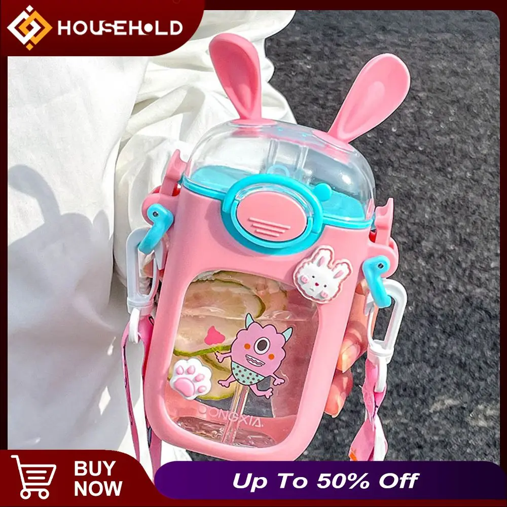 

380ml Portable Cute Children Water Bottle Outdoor Straw Water Cup Elastic Soft Childrens Water Cup Kitchenware Cute Straw