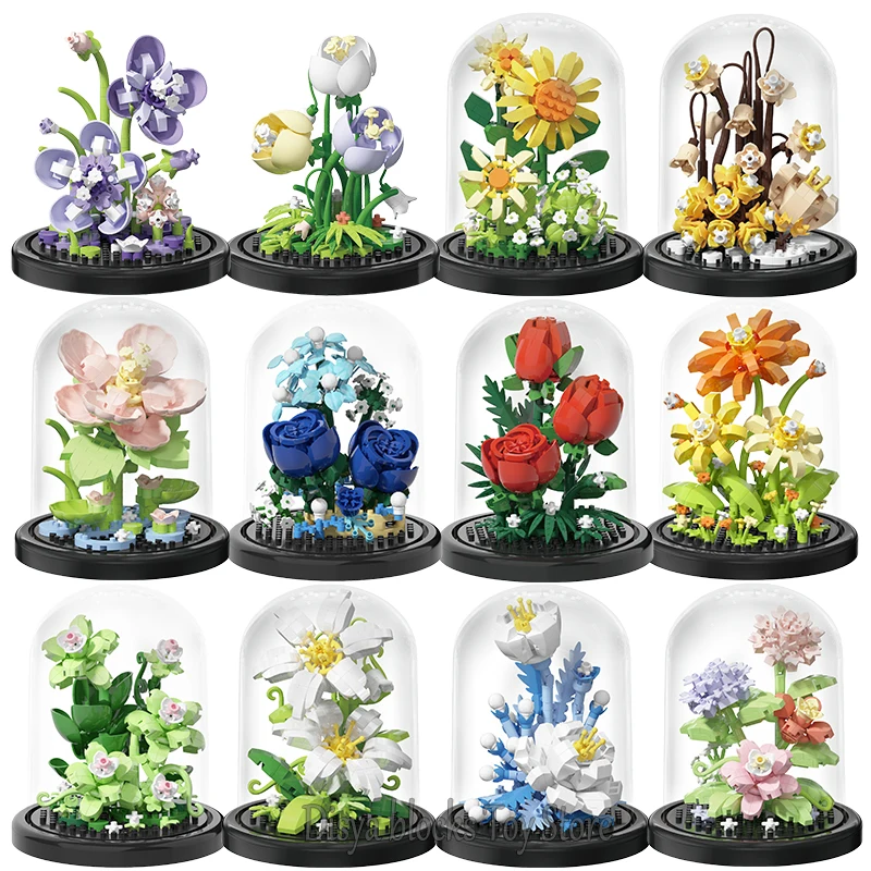 Вечный блок букет цветов в сборе настольный декоративный Детский пазл розы