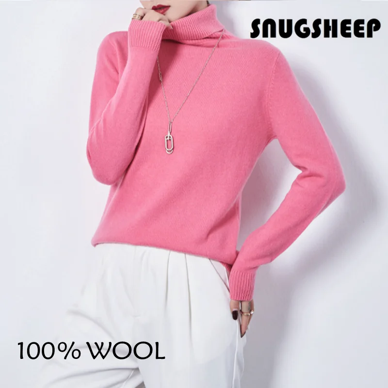 

pink knitted sweater wool tops women spring pullover korean fashion turtleneck womens clothes sexy top long sleeve turtle neck
