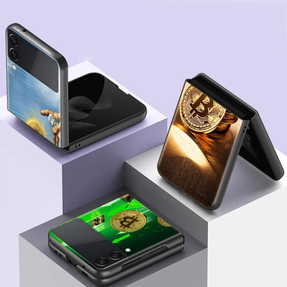 

Virtual currency bitcoin Phone Case For Fundas Samsung Galaxy Z Flip Flip3 Back Hard Capa for Z Flip 4 5G Coque Shell
