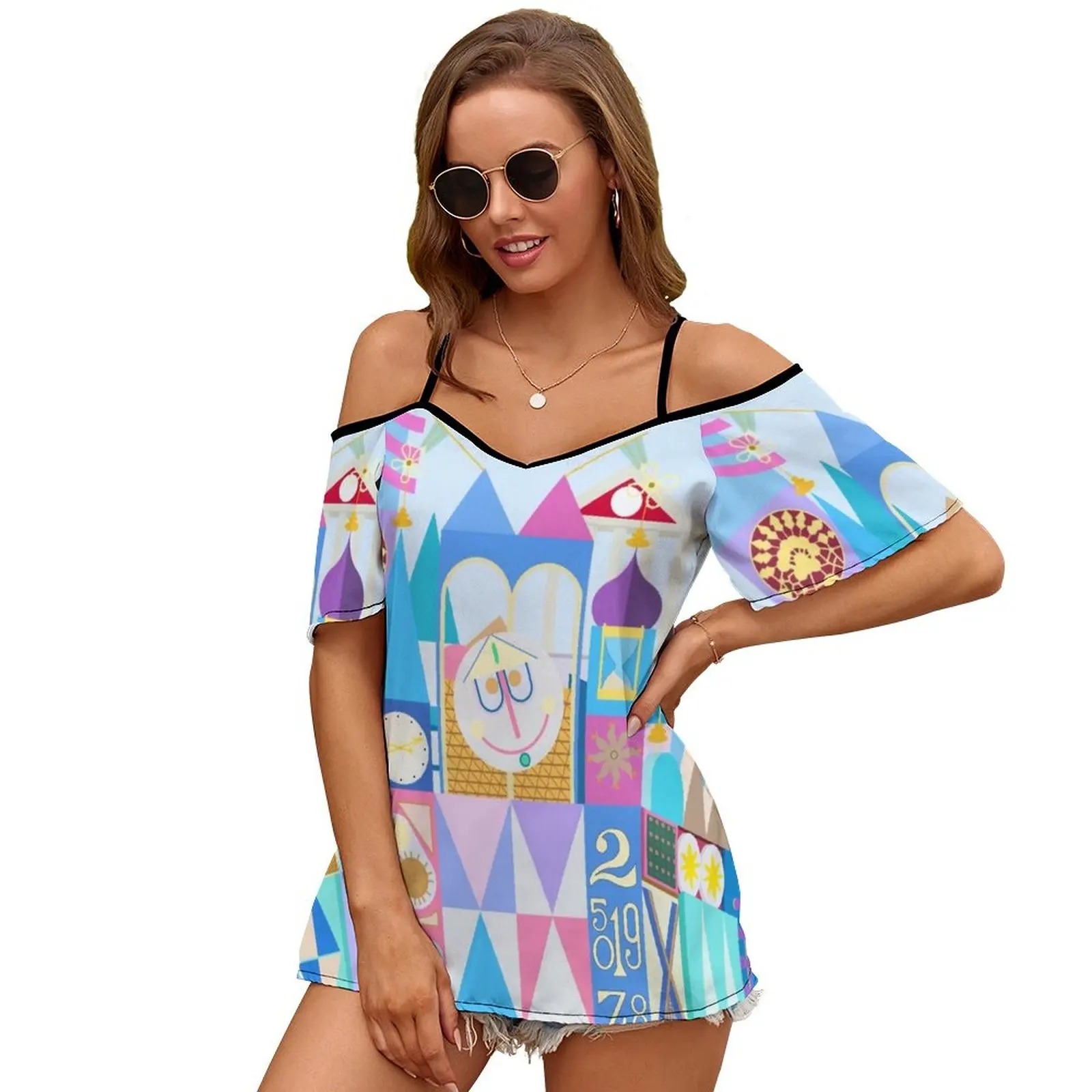 Топ женский с открытыми плечами и коротким рукавом модная рубашка в стиле Токио