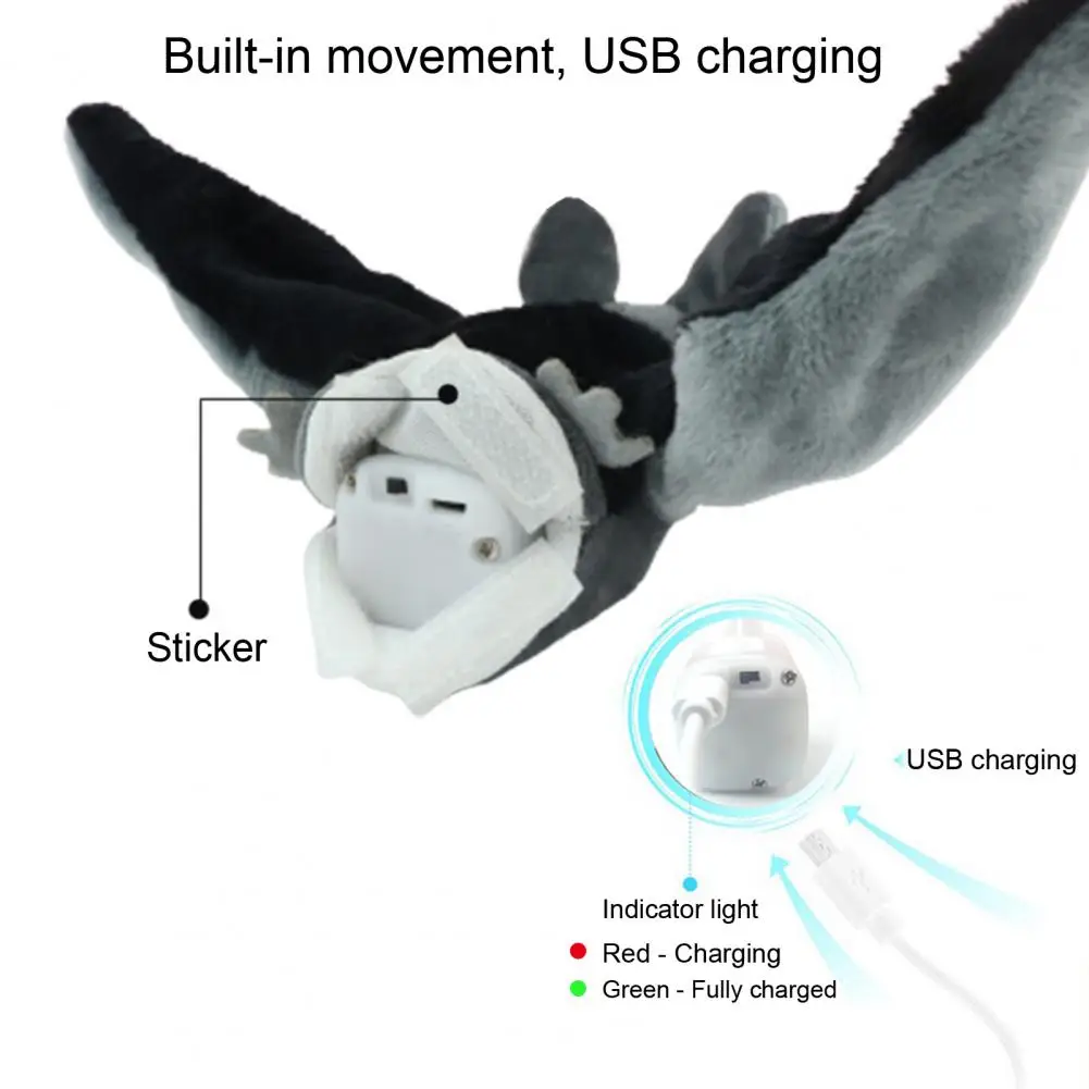 

Cat Plush Toy Interactive Rechargeable Cat Toys Flapping Bat Plush Toy with Sound Effect for Pet Exercise Enhance Indoor Cats'