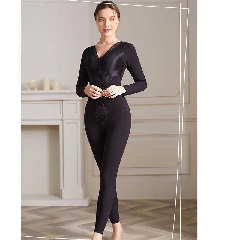 Women's Slimming Long Sleeve Seamless Shapewear Bodysuit Underwear Full Body Tummy Postpartum Shapers