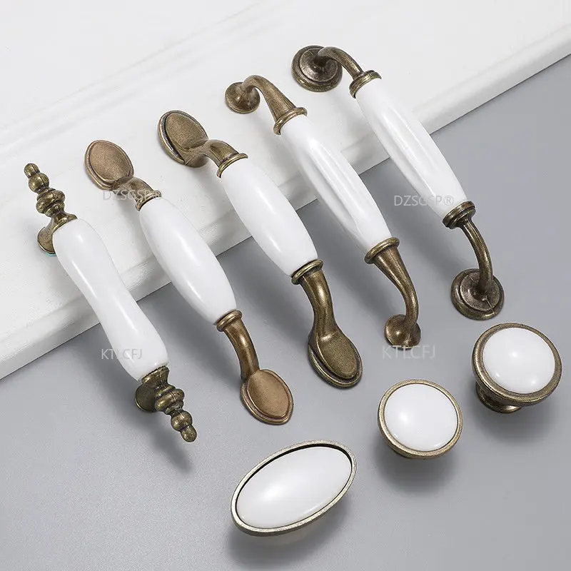 

Retro Vintage European Kitchen Door Handles Ceramic Crack Cupboard Wardrobe Drawer Wine Cabinet Pulls Handles and Knobs