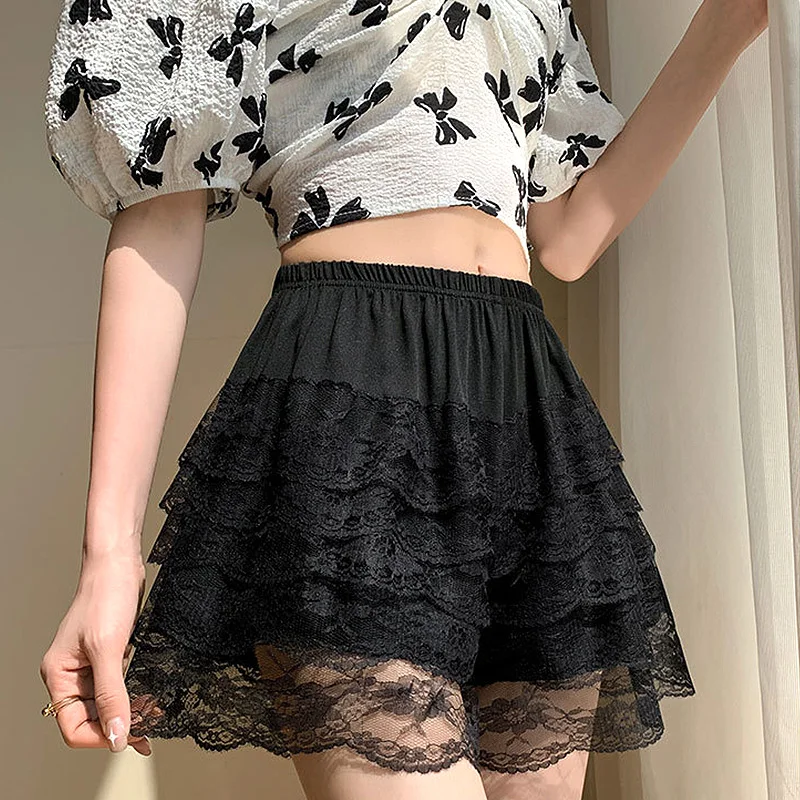Floral Lace Lolita Safety Short Pants Women's Summer Thin Anti-glare Skirt Chic Floral Lace Lolita Underpants Girls Fashion