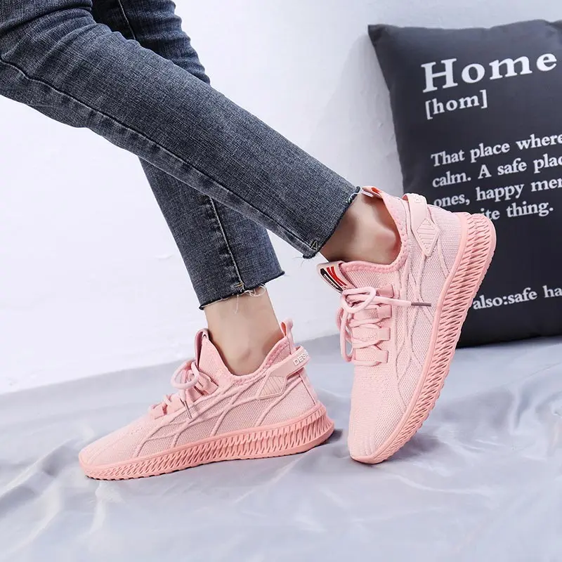 

Сетчатые женские холщовые кроссовки, вязаные Молодежные кроссовки, женская модная летняя обувь, спортивная обувь для бега, тенниса