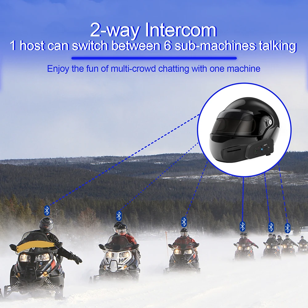 EJEAS V7 Bluetooth 5.1 Motorcycle Intercom Moto Helmet Headset for 7 Rider Hands-free Call Waterproof Music Player Speaker