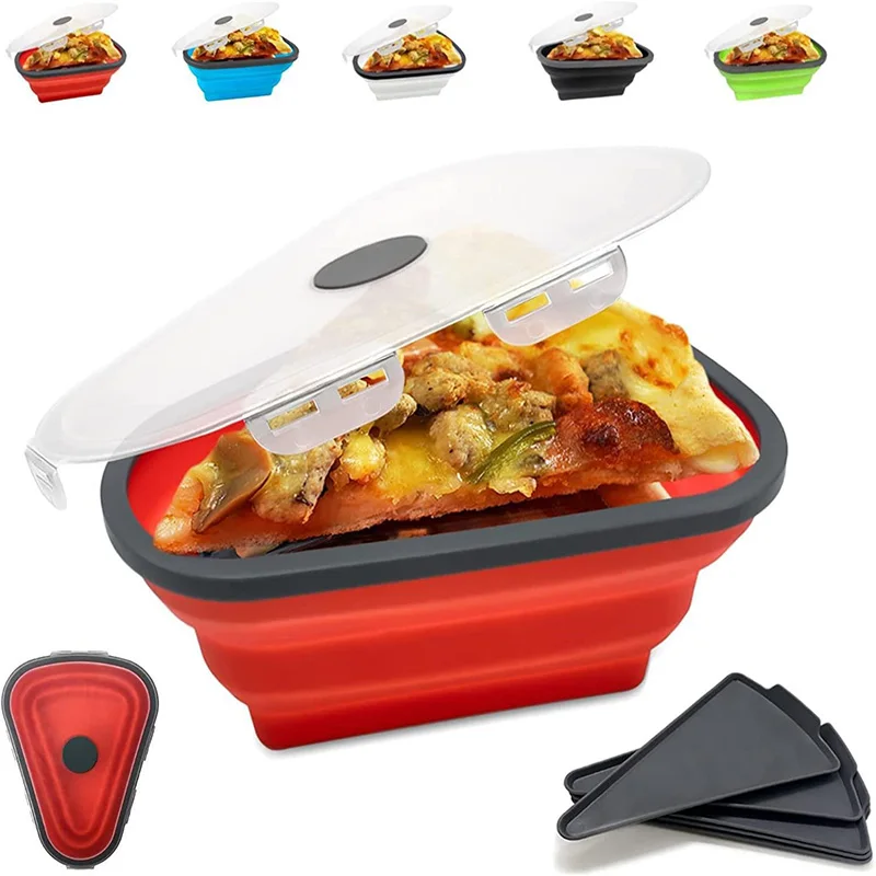Foldable Lunch Box Pizza Special Packing Box Kitchen Tools Food Grade Silicone Reusable Pizza Pack Bento Storage Box