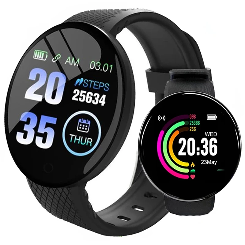 

Спортивные Смарт-часы D18, мужские водонепроницаемые Смарт-часы с тонометром и пульсометром, фитнес-трекер, часы для Android и IOS