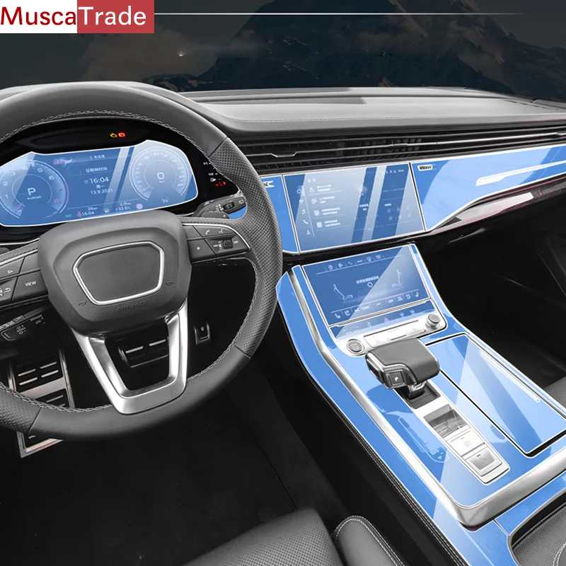 

For Audi Q7 Q8 2019-2023 Car Interior Center console Transparent TPU Protective film Anti-scratch Repair film Accessories Refit