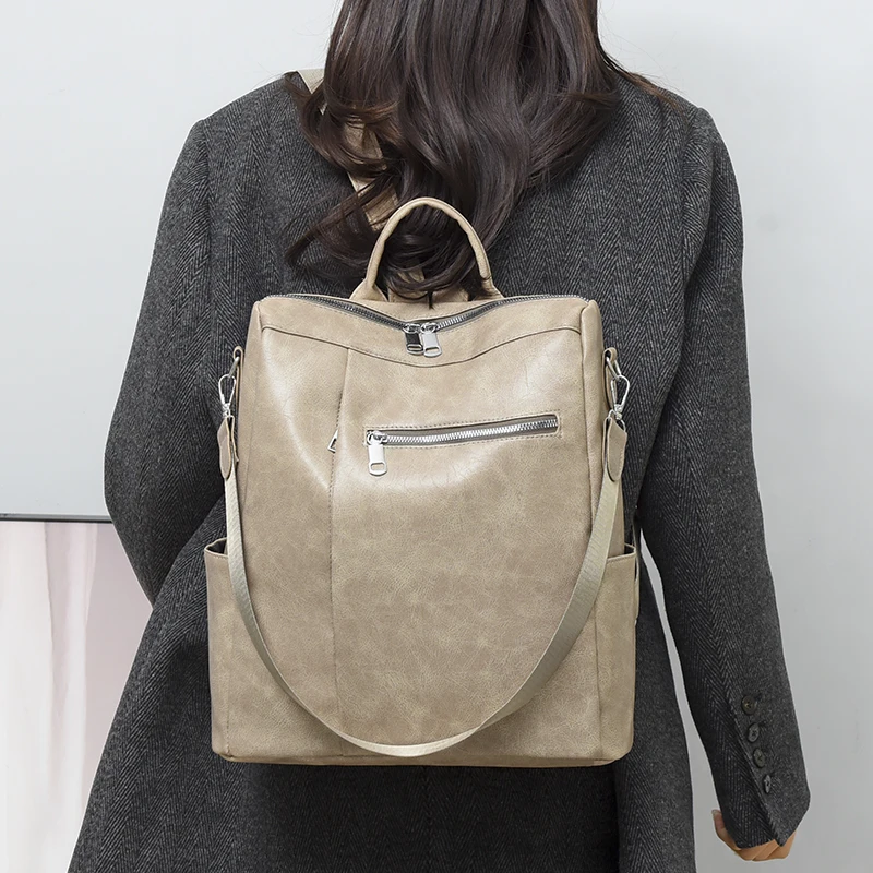 Винтажные женские дорожные ранцы из искусственной кожи вместительные школьные