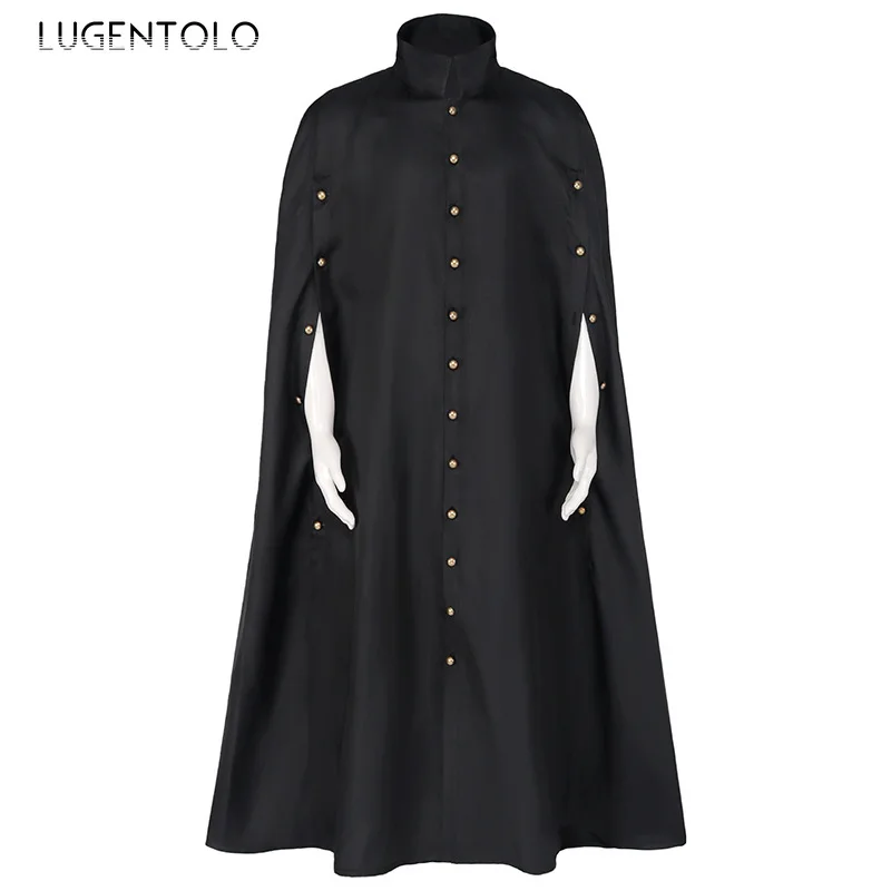 Готические накидки средневековое пончо на Хэллоуин черная темная накидка с