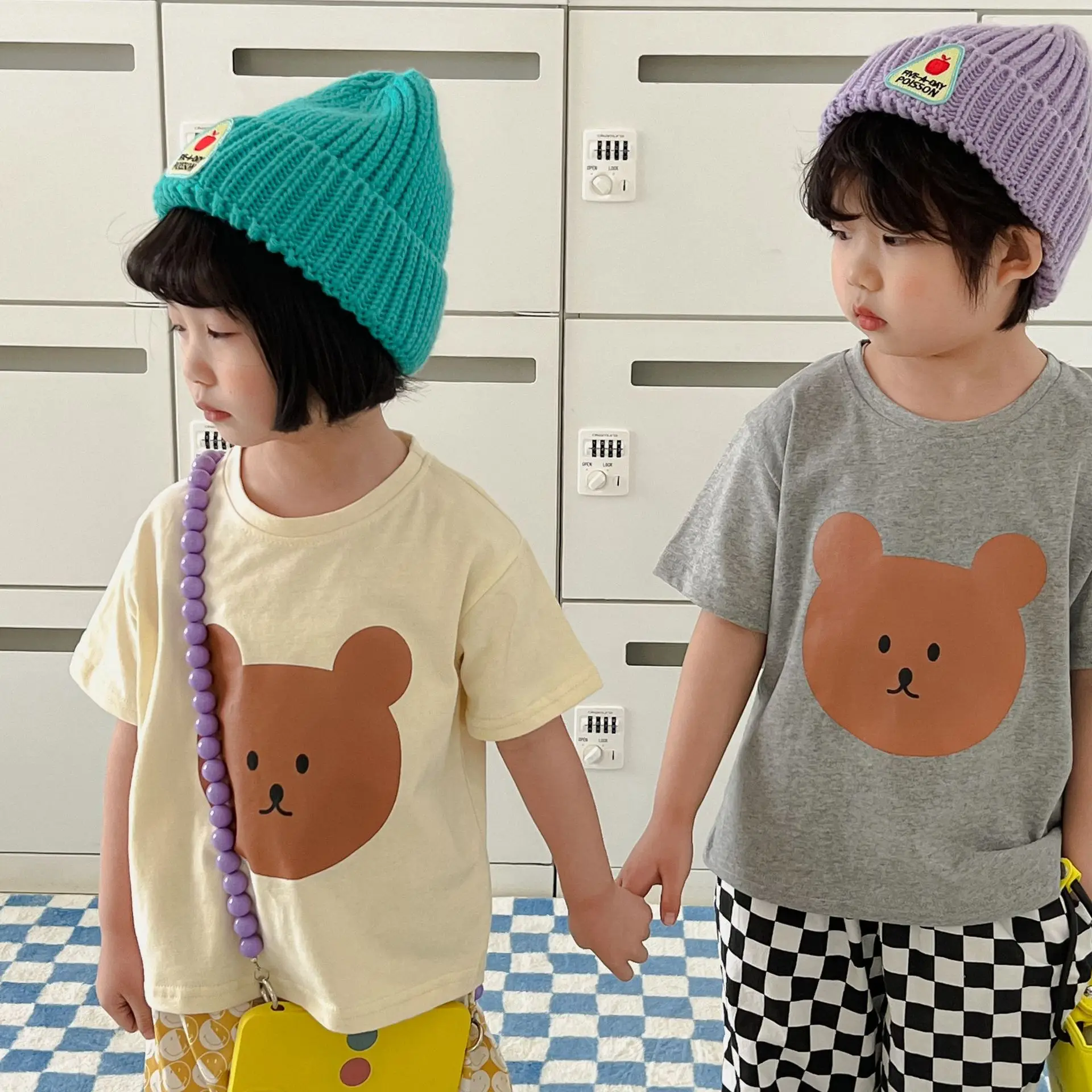 

Summer Unisex Cartoon Bear T Shirts Boys and Girls Cotton Short Sleeve Tees