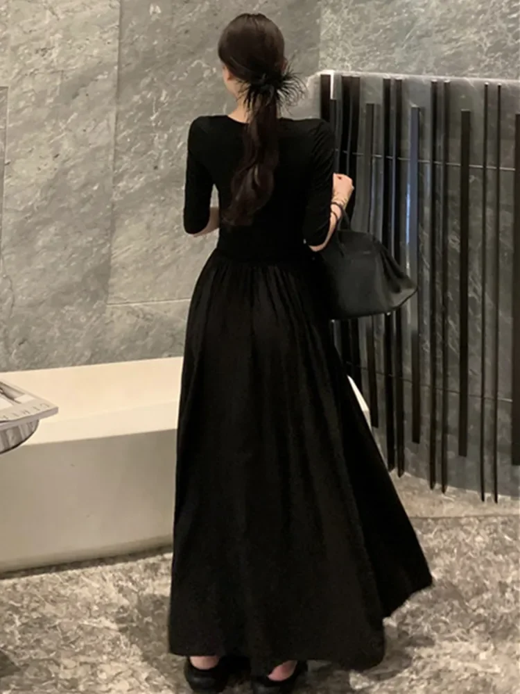 Платье женское длинное ТРАПЕЦИЕВИДНОЕ с коротким рукавом на весну/зиму