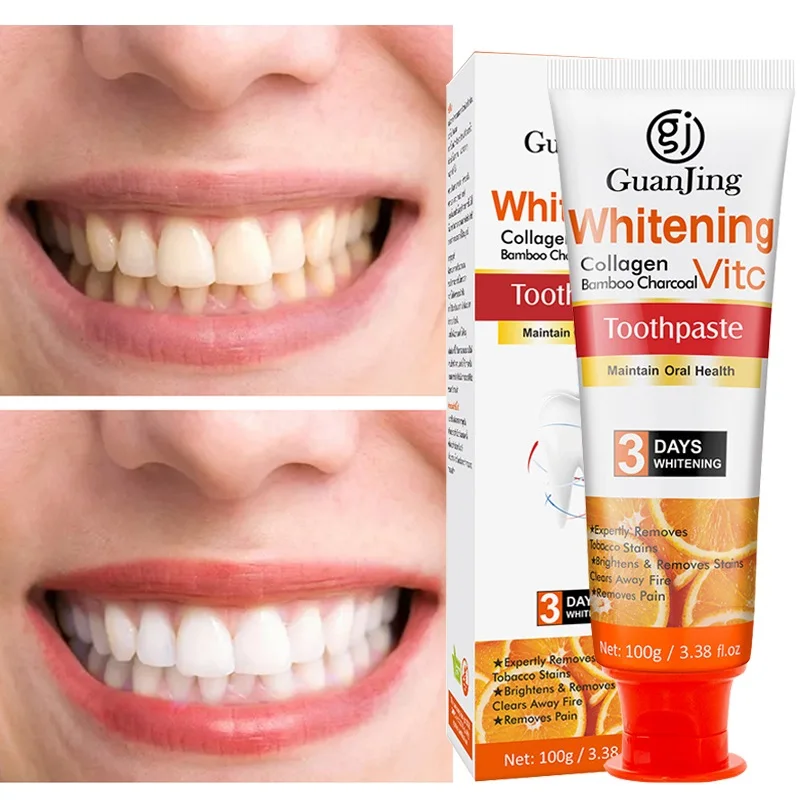 100g Vitamin C Toothpaste Whitening Teeth Removal Of Plaque Repair of Cavities Fresh Breath Oral Cleaning Product Beauty Health