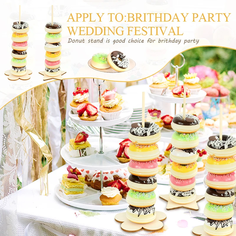 

DIY Wooden Donut Wall Stand Wedding Decoration Dessert Doughnut Stand Display Table Holder Baby Shower Birthday Treat Supplies