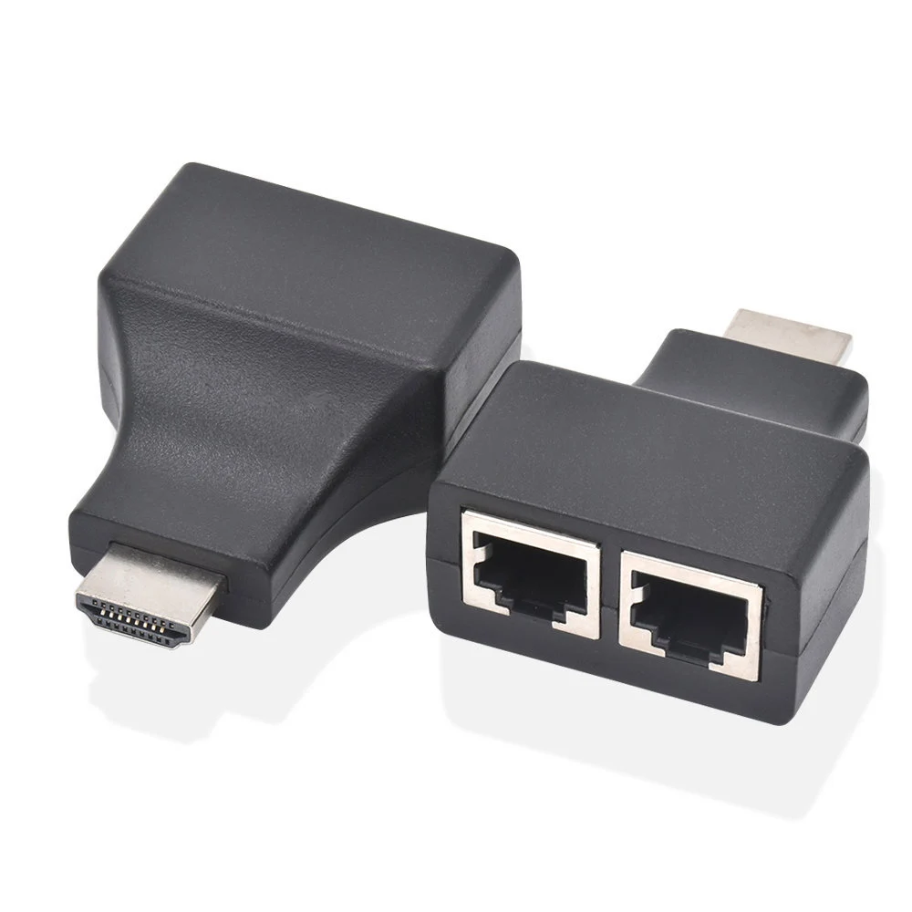 

1Pair 1080P HDMI Dual RJ45 CAT5E CAT6 UTP LAN Ethernet HDMI Extender Repeater Adapter Extension to 30m For HDTV HDPC for PC