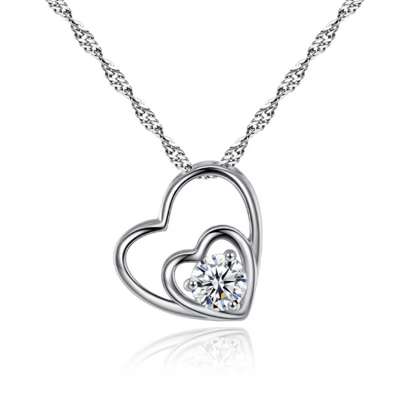 

2023 Europe, America, Japan, and South Korea Fashion New Double Heart Necklace Women and Jewelry Banquet Couple Gift Wedding