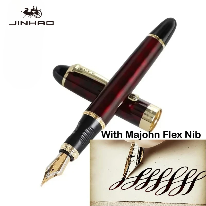 Фото Перьевая ручка JINHAO X450 с гибким пером Majohn, металлическая ручка для каллиграфии, для письма, школьных и офисных принадлежностей, канцелярских товаров №5