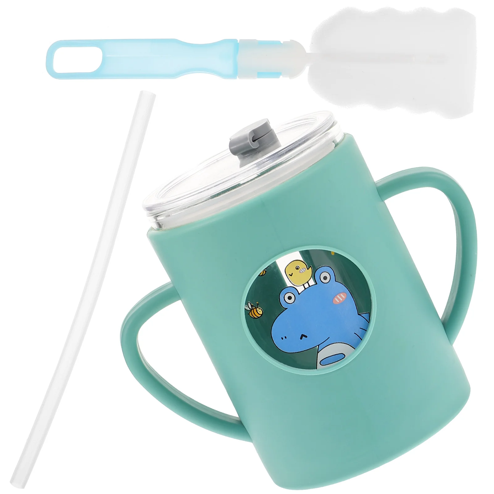 

Детская стеклянная бутылочка для воды Sippy ручка для питья детская микро-волновая духовка высокопрочная Кремниевая Соломка для малышей