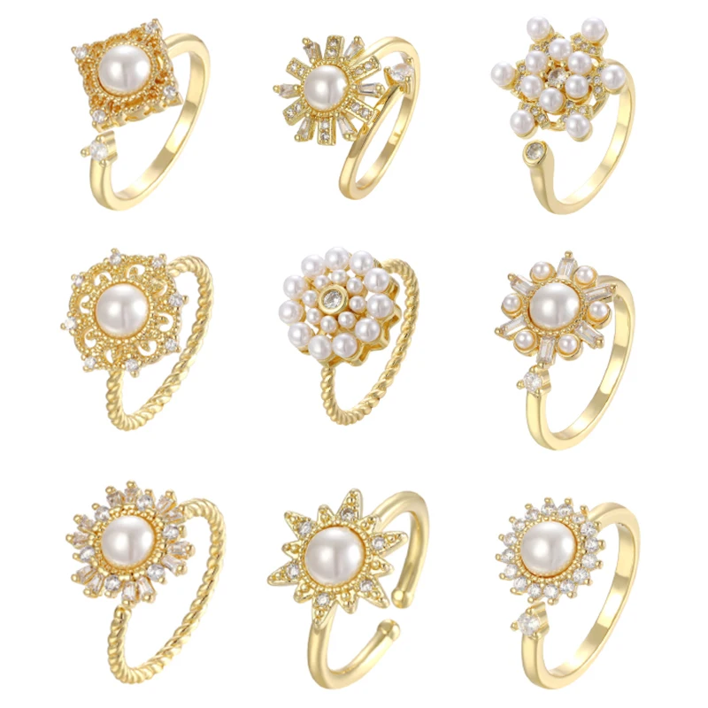 

Элегантные и романтические поворотные кольца с жемчугом для женщин, модные свадебные комбинированные серебряные ювелирные изделия, свадеб...