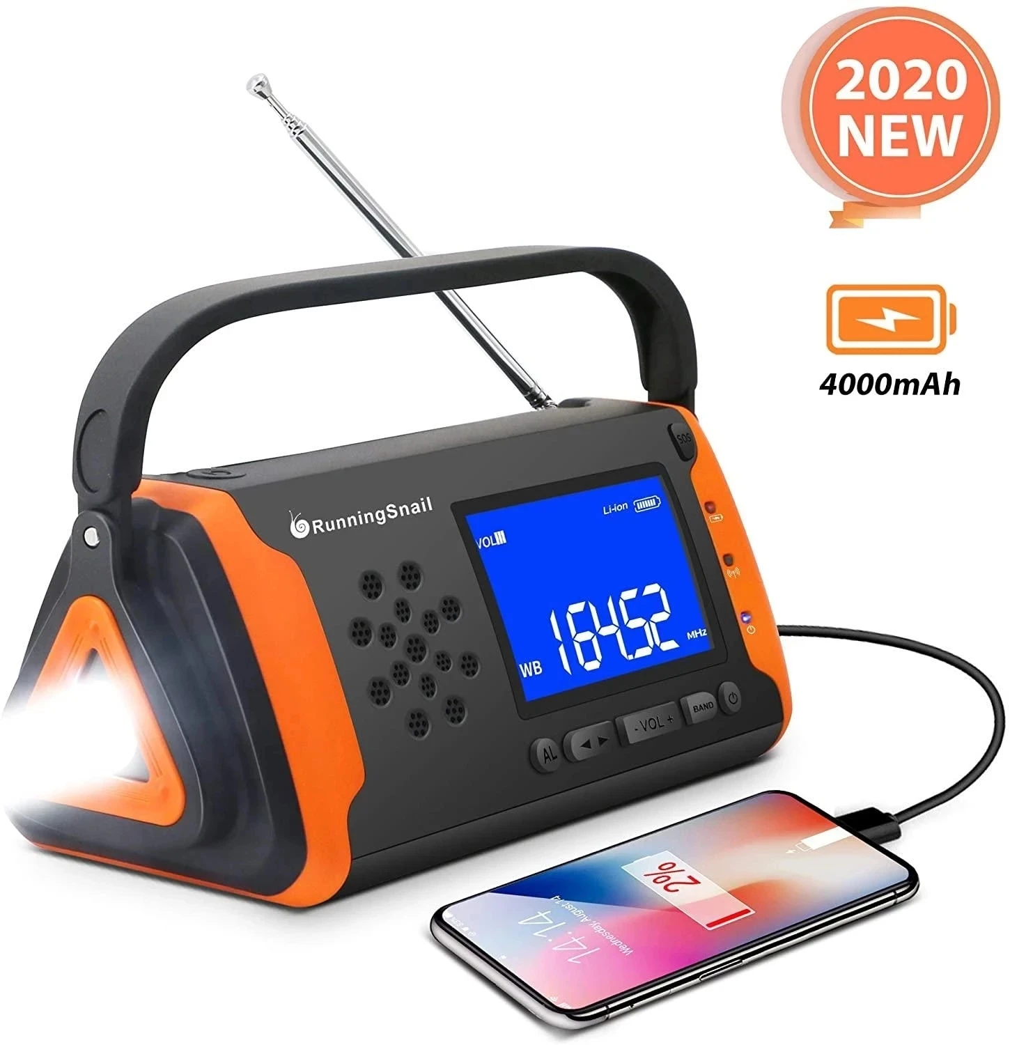 

Outdoor Portable Hand Crank Solar Radio Mp3 AUX Multifunction Radio Music Player with Emergency Power 4000mAh Long Battery Life